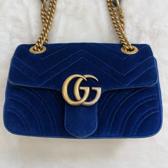 Gucci Handbags - GUCCI Blue Marmont Quilted Crossbody/Shoulder Bag